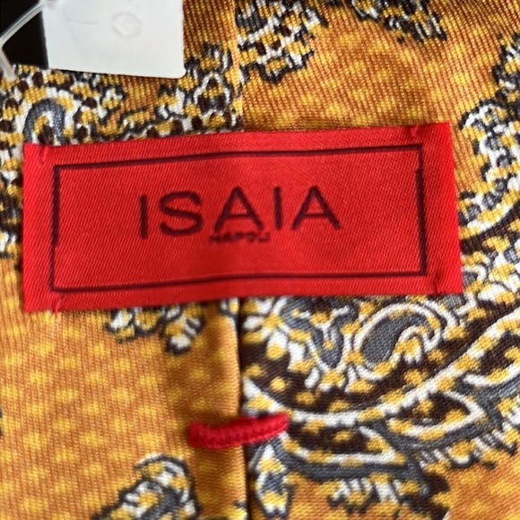 Isaia Napoli Italian 7 fold silk necktie new with tags gorgeous paisley print - Picture 5 of 6